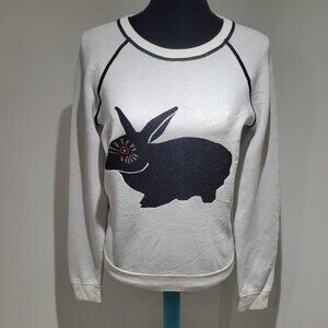 Marc Jacobs Long Sleeve Crew Neck Sweater Bunny Print Size Small Black and White